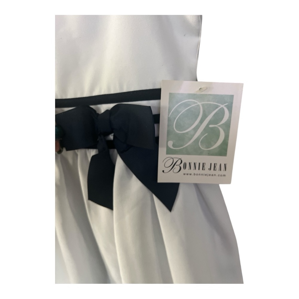 Bonnie Jean White Dress with Blue Bow and Stripes Size 6 - Picture 5 of 7